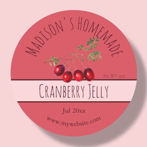 Homemade Cranberry Jelly Labels