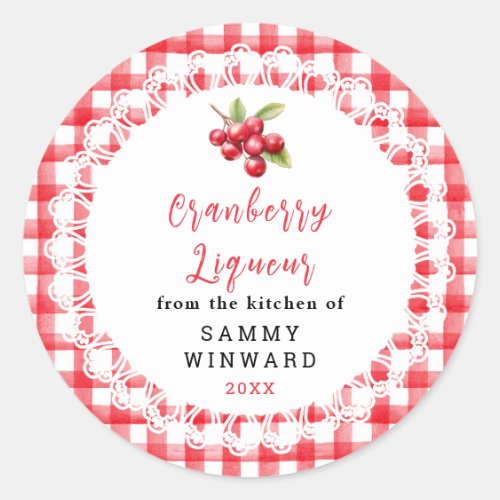 Homemade Cranberry Liqueur Bottle Label