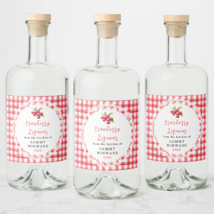 Homemade Cranberry Liqueur Bottle Label