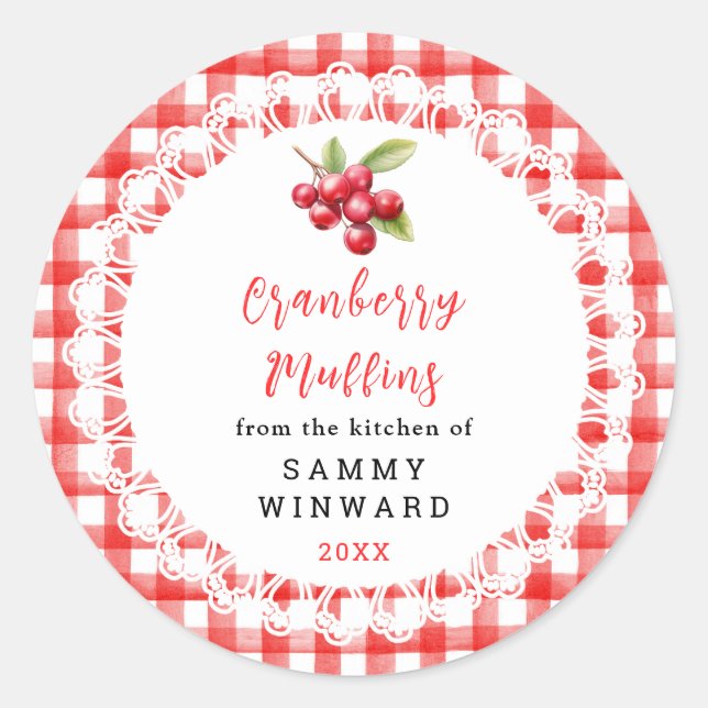 Homemade Cranberry Muffins Label (Front)