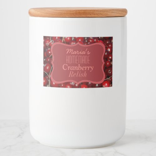 Homemade Cranberry Relish Food Label