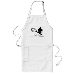 Homemade Cupcake Business Whisk Hand Drawn Long Apron