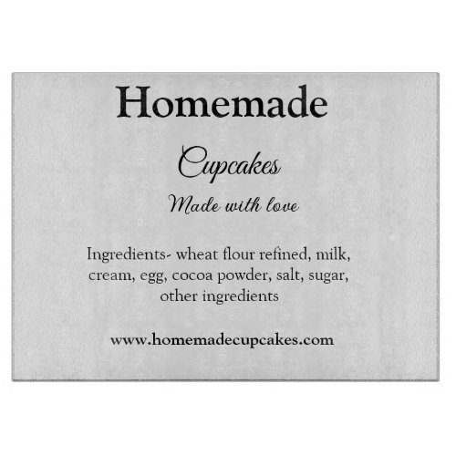 Homemade cupcakes made with love add text website cutting board