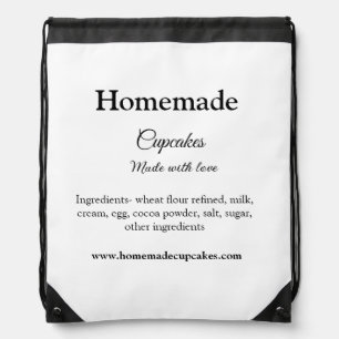 Homemade cupcakes made with love add text website drawstring bag