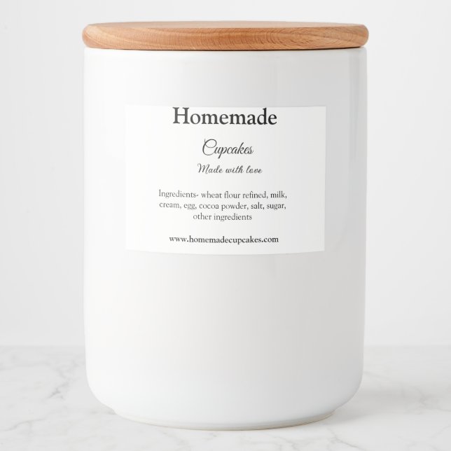 Homemade cupcakes made with love add text website food label (Front)