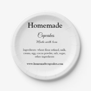 Homemade cupcakes made with love add text website paper plates