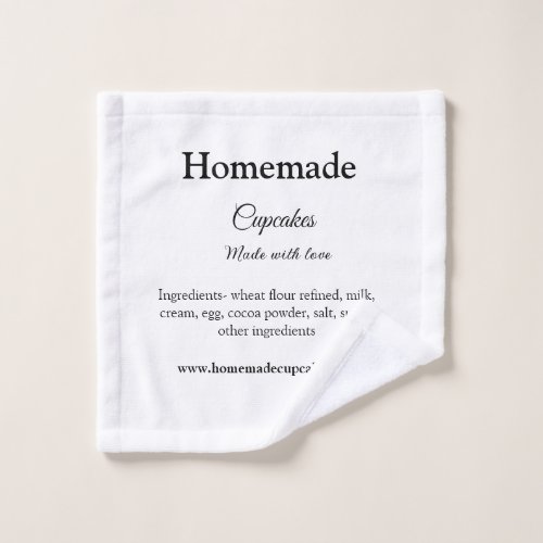 Homemade cupcakes made with love add text website wash cloth