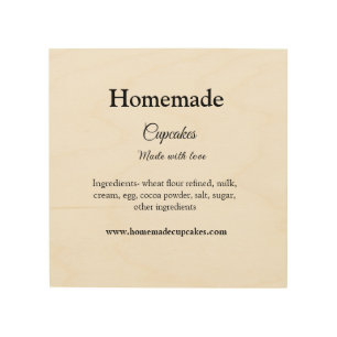 Homemade cupcakes made with love add text website wood wall art