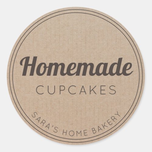 Homemade Cupcakes Vintage Simple Kraft Paper Classic Round Sticker