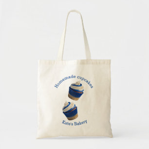 Homemade Cupcakes White Blue Bakery Tote Bag