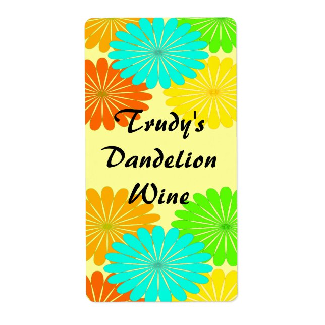Homemade Dandelion Picking Flowers Wine Labels (Front)