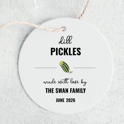 Homemade Dill Pickle Jar Label Tag