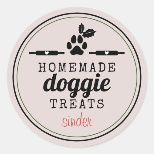 Homemade Doggie Treats Personalized Holiday Classic Round Sticker
