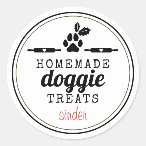 Homemade Doggie Treats Personalized Holiday Classic Round Sticker