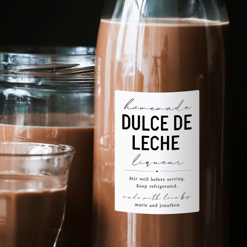 Homemade Dolce de Leche Liqueur Bottle Label