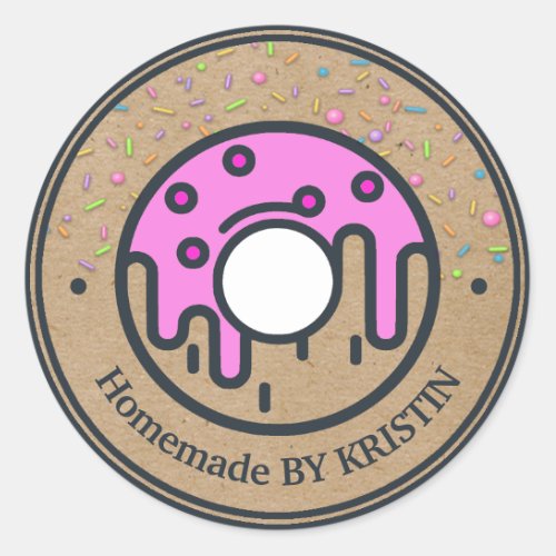 Homemade Donut Craft Paper Classic Round Sticker