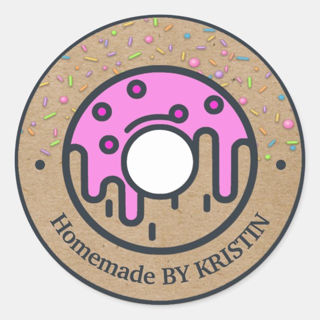 Homemade Donut Craft Paper Classic Round Sticker (Front)