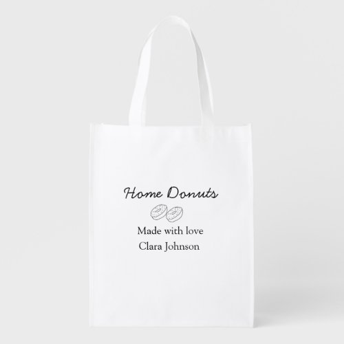Homemade donuts bakery add your text name custom   grocery bag