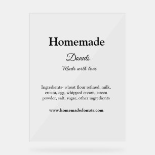 Homemade donuts made with love add text website acrylic sign