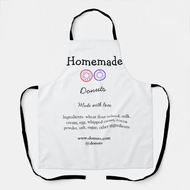 Homemade donuts made with love add text website apron (Front)