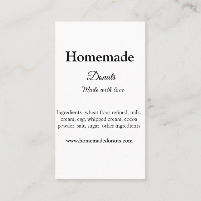 Homemade donuts made with love add text website business card (Front)