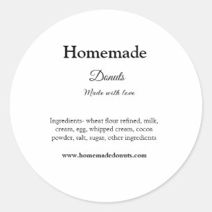 Homemade donuts made with love add text website classic round sticker