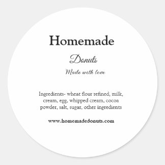 Homemade donuts made with love add text website classic round sticker