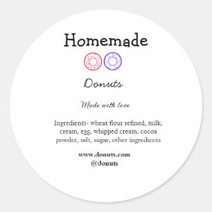 Homemade donuts made with love add text website classic round sticker