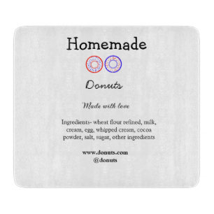 Homemade donuts made with love add text website cutting board