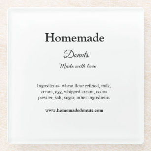Homemade donuts made with love add text website glass coaster