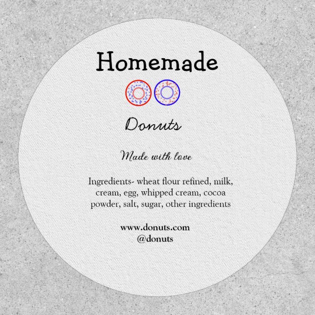 Homemade donuts made with love add text website patch (Front)