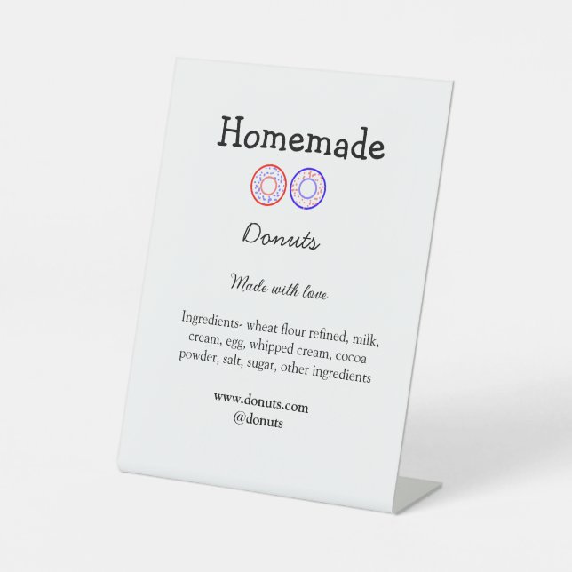 Homemade donuts made with love add text website pedestal sign (Front)