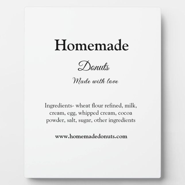 Homemade donuts made with love add text website plaque (Front)