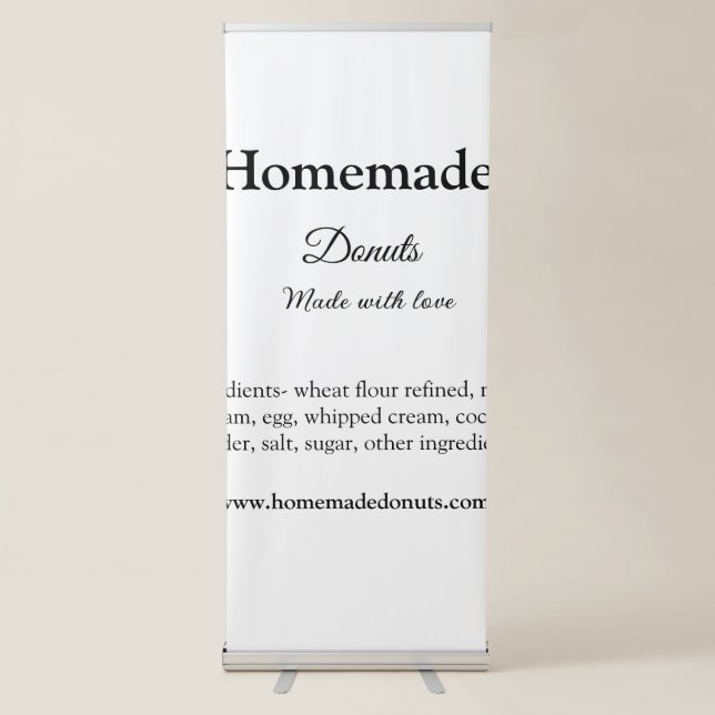 Homemade donuts made with love add text website retractable banner (Front)