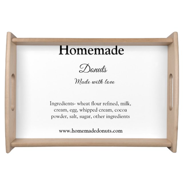 Homemade donuts made with love add text website serving tray (Front)