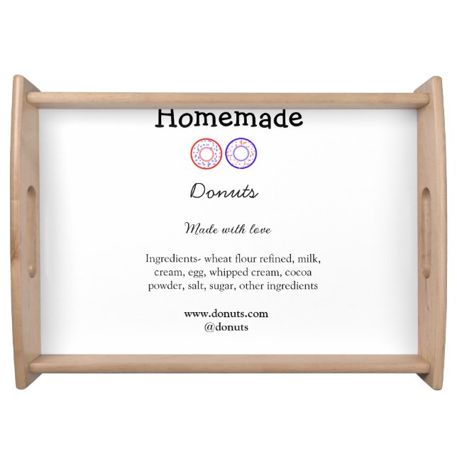 Homemade donuts made with love add text website serving tray (Front)