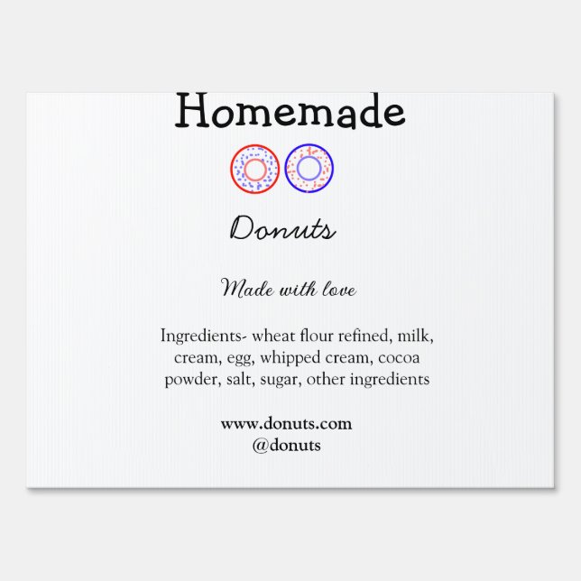Homemade donuts made with love add text website sign (Front)