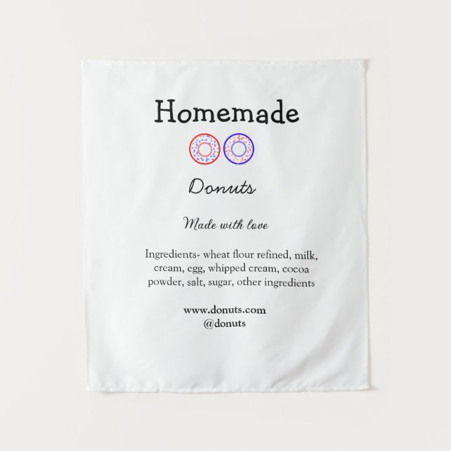 Homemade donuts made with love add text website tapestry (Front)