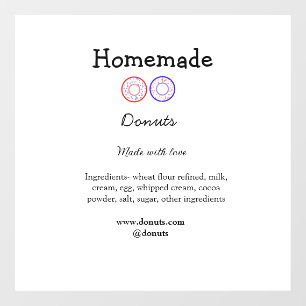 Homemade donuts made with love add text website window cling