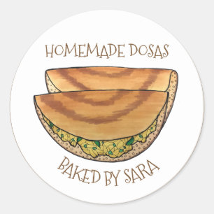 Homemade Dosas Indian Masala Dosa Baked By Classic Round Sticker