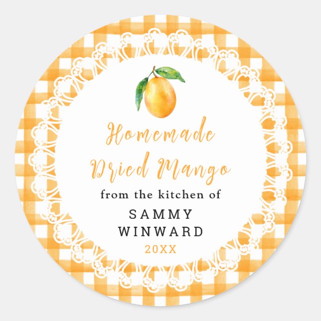 Homemade Dried Mango Snack Label (Front)