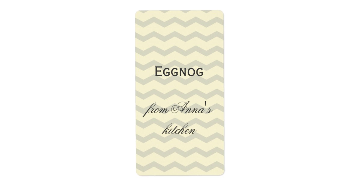 Homemade eggnog personalized chevron label Zazzle