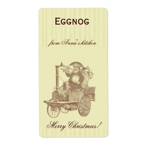 homemade eggnog personalized Christmas steampunk Label
