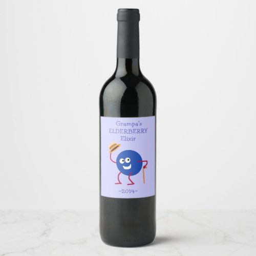 Homemade Elderberry Wine Cartoon Art Bottle Labels