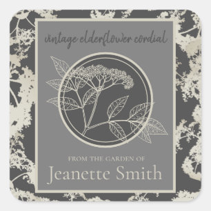Homemade Elderflower Wine Custom Vintage Dark Square Sticker