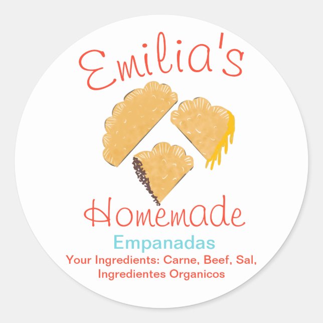 Homemade Empanadas Business Hand Drawn Art Classic Round Sticker (Front)