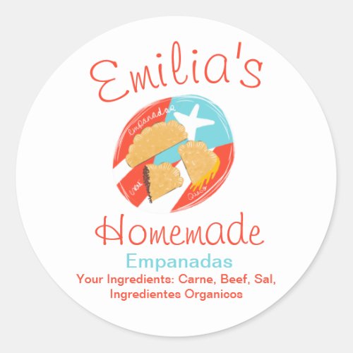 Homemade Empanadas Business Hand Drawn Logo Classic Round Sticker