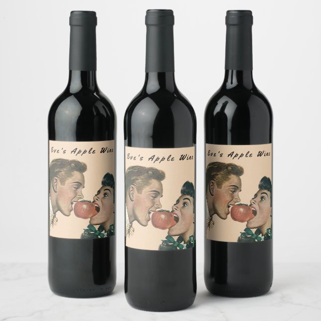 Homemade Eve's Apple Wine Retro style share bite Label (Bottles)