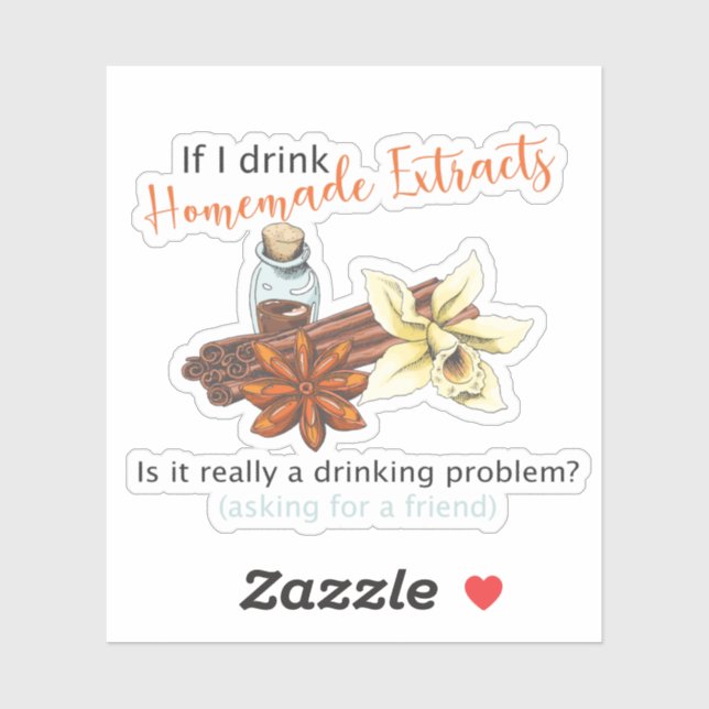 Homemade extract funny sticker, vanilla extract sticker (Sheet)