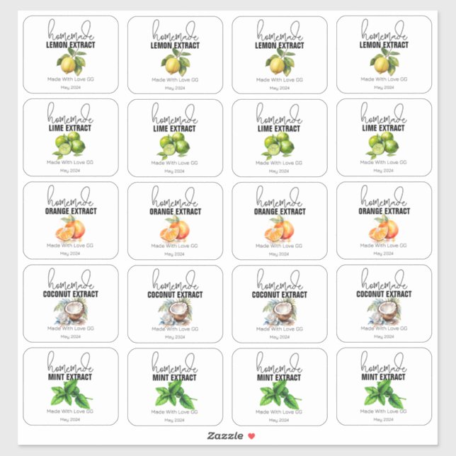Homemade Extracts From the Kitchen Small Sticker (Sheet)